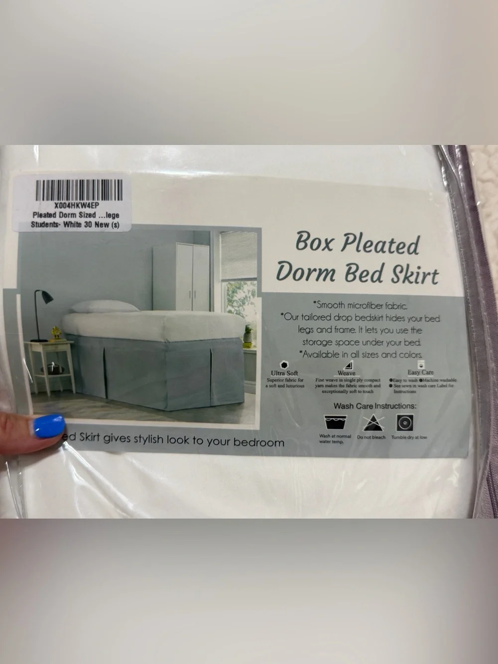 White Box Pleated Dorm Bed Skirt Twin XL (NEW)